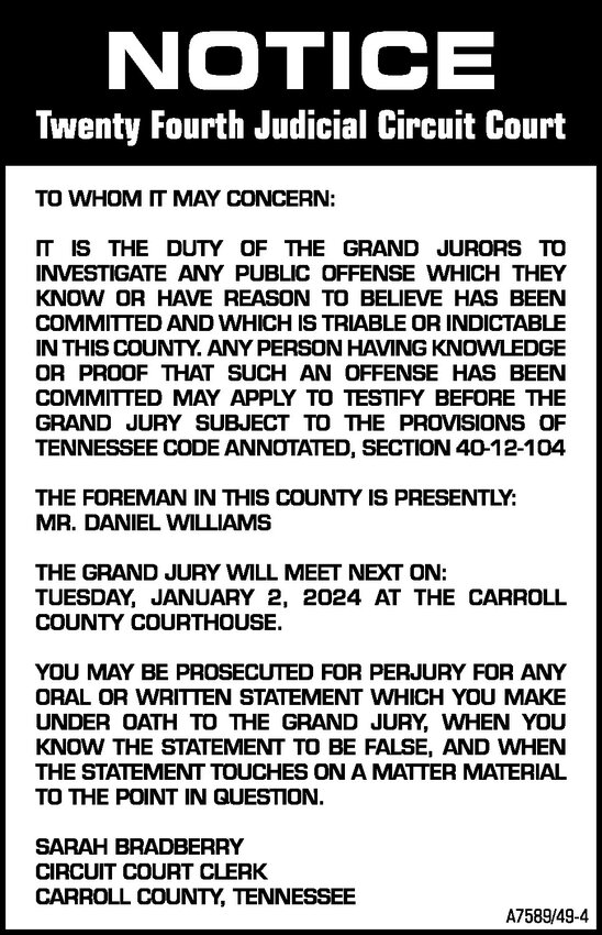 Notice Twenty Fourth Judicial Circuit Court The Mckenzie Banner Notice Twenty Fourth Judicial Circuit Court The Mckenzie Banner